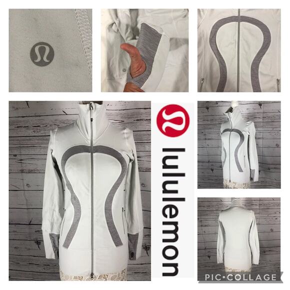 Lululemon Women in Stride jacket white & Metallic silver full zip high neck 4 - Picture 7 of 12